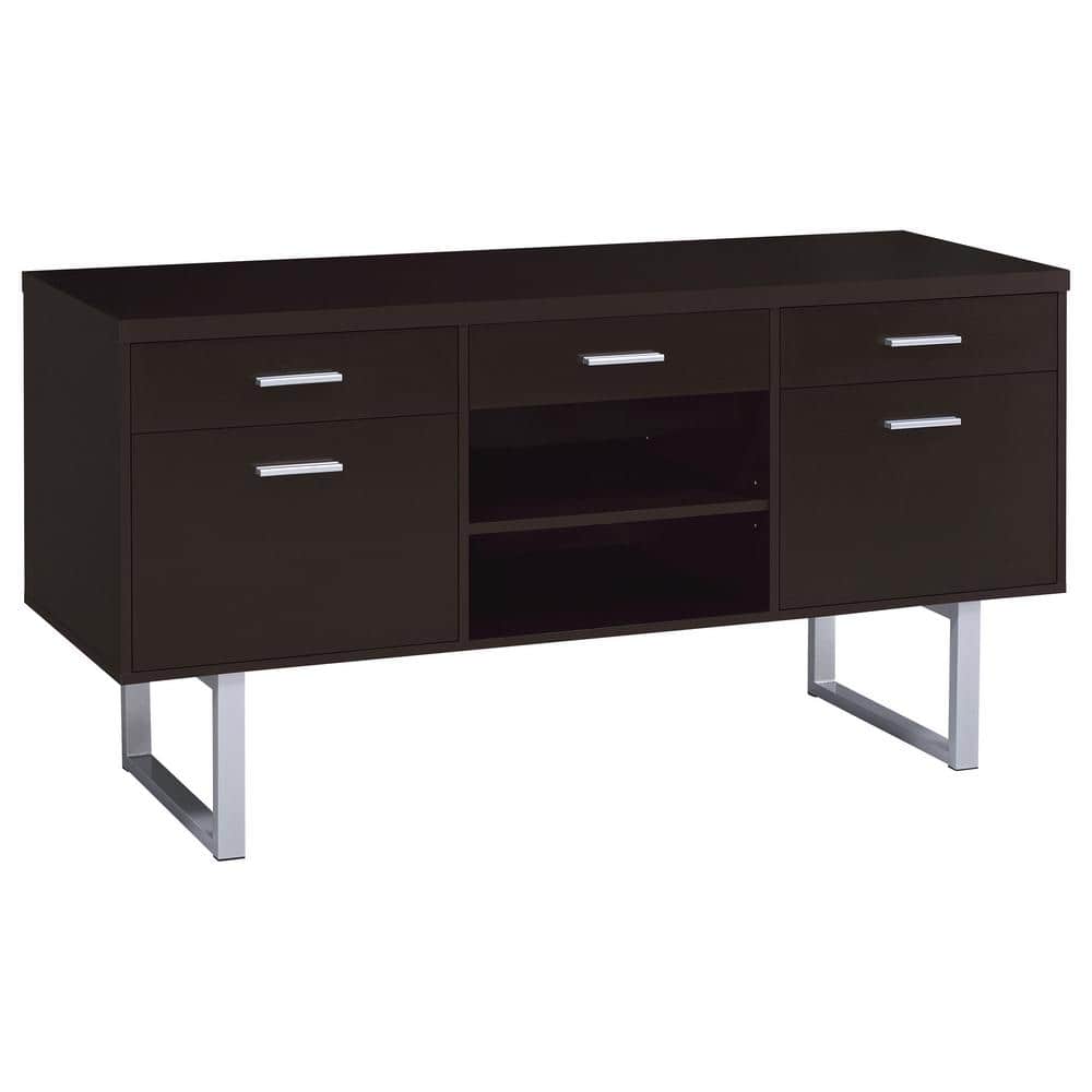 Contemporary 60'' Brown Home Office Desk with Filing Cabinet
