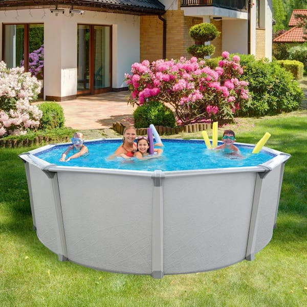 Huntington 27 ft. Round 54 in. Deep Above Ground Hard Sided Deluxe Pool Package