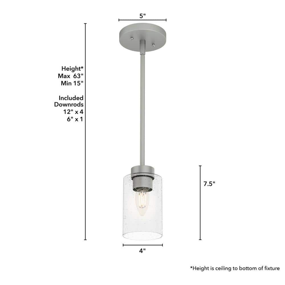 Hartland Mini Seeded Glass Jar Pendant Light in Matte Silver