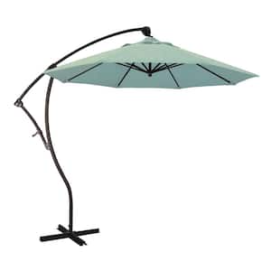 9 ft. Bronze Aluminum Cantilever Patio Umbrella with Crank Open 360 Rotation in Spa Sunbrella