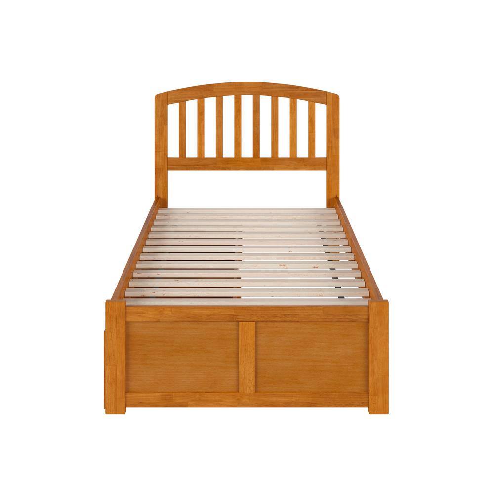 Light Toffee Twin Wood Platform Bed with Storage Drawers
