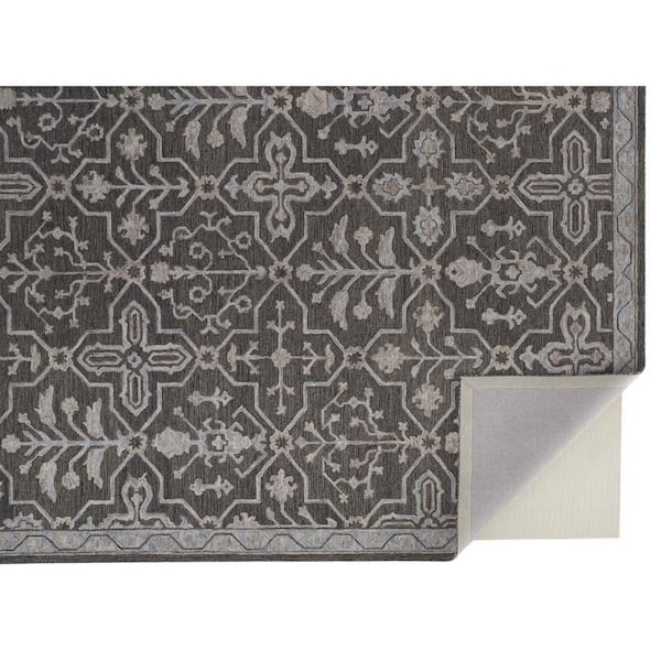 HomeRoots Gray and Blue and Ivory 10 ft. x 14 ft. Floral Area Rug
