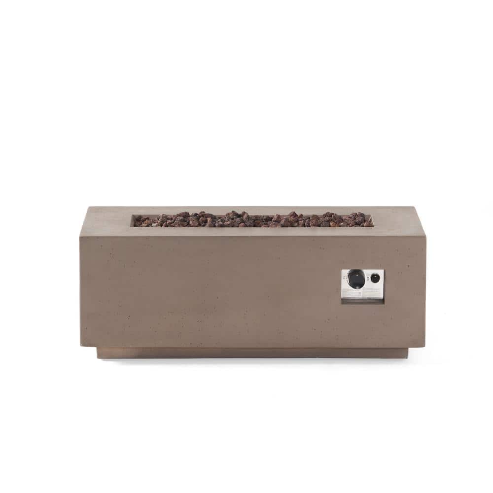 Light Gray 40 in. x 19 in.Rectangle Outdoor Propane Gas Fire Pit Table with