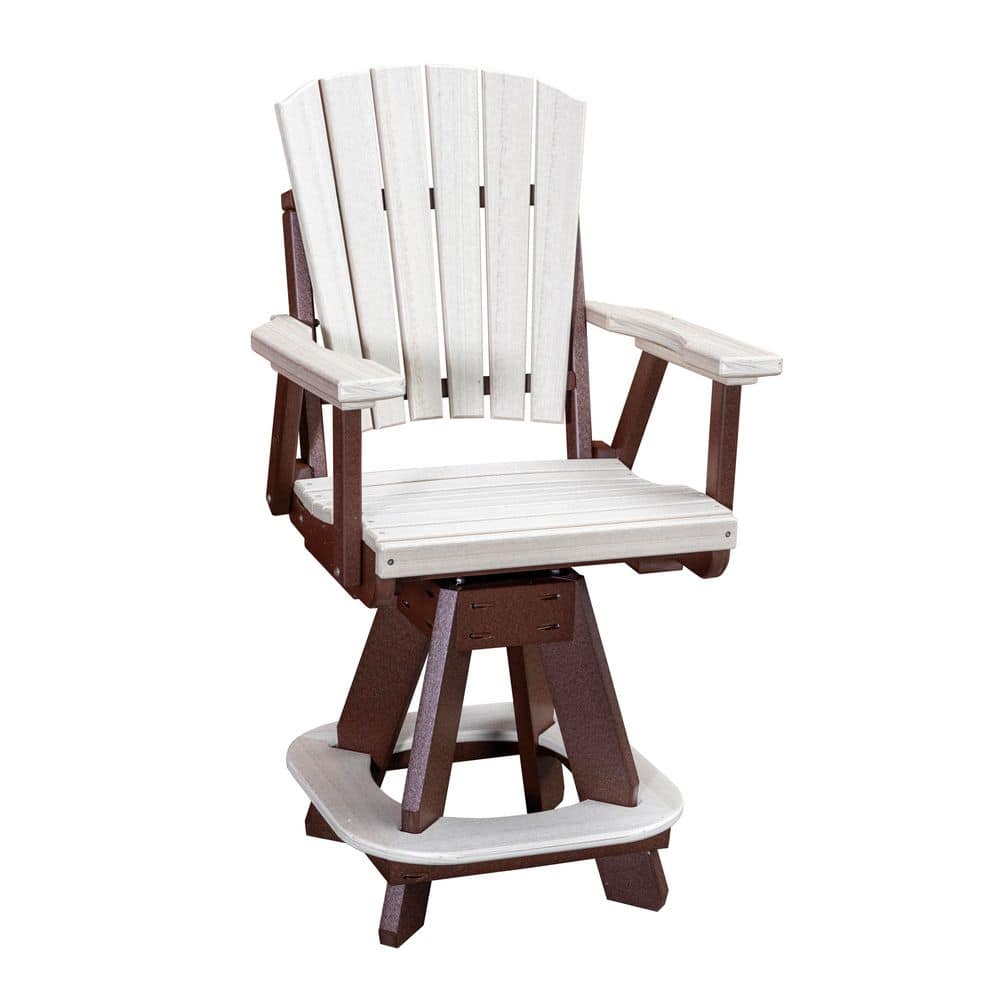 Adirondack Series Tudor Brown Swivel Counter Height Poly Resin Outdoor Dining Chair in Birchwood Counter price history on PriceWatchPro