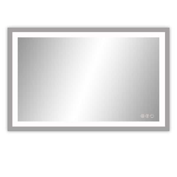 Tenleaf 48 in. W x 32 in. H LED Rectangle Frameless White Mirror for Bathroom