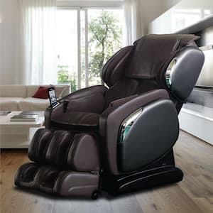 Osaki 4000 Series Brown Faux Leather Reclining 2D Massage Chair with Zero Gravity, Foot and Calf Massage, Heated Seat