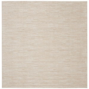 Essentials 9 ft. x 9 ft. Ivory Beige Solid Contemporary Indoor/Outdoor Patio Square Area Rug