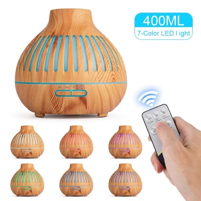 400 ml Light Wood Grain 7 Color LED Options Humidifier with Remote Control