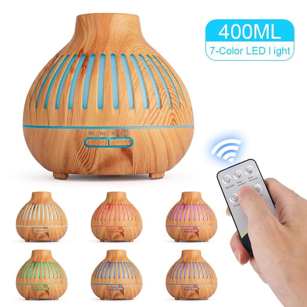 400 ml Light Wood Grain 7 Color LED Options Humidifier with Remote