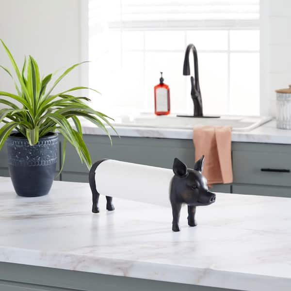 Black Polystone Farmhouse Paper Towel Holder