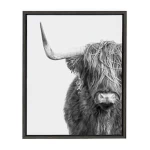 Sylvie "B&W Highland Cow No. 1" by Amy Peterson Framed Canvas Wall Art