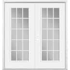 72 in. x 80 in. Primed White Steel Prehung Right-Hand Inswing 15-Lite Clear Glass Patio Door with Brickmold