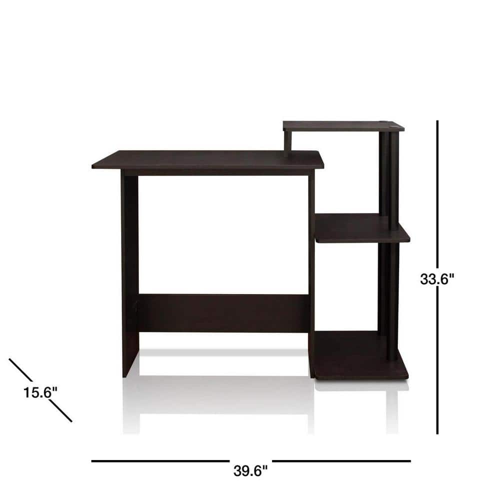 Espresso Black Compact Home Office Computer Desk with Shelves