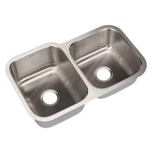 Eston Series Undermount Stainless Steel 31 in. Double Bowl Kitchen Sink