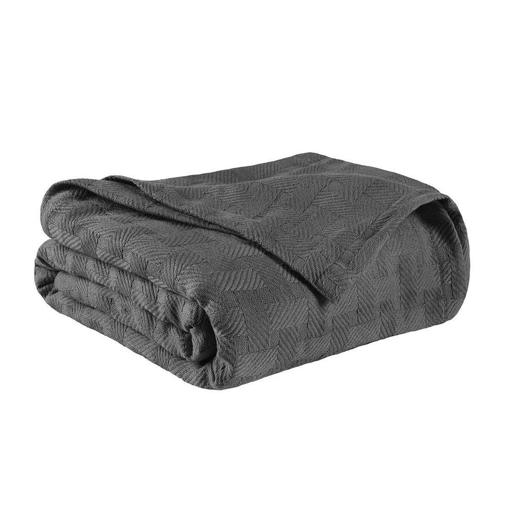 Charcoal Geometric Cotton Throw Blanket