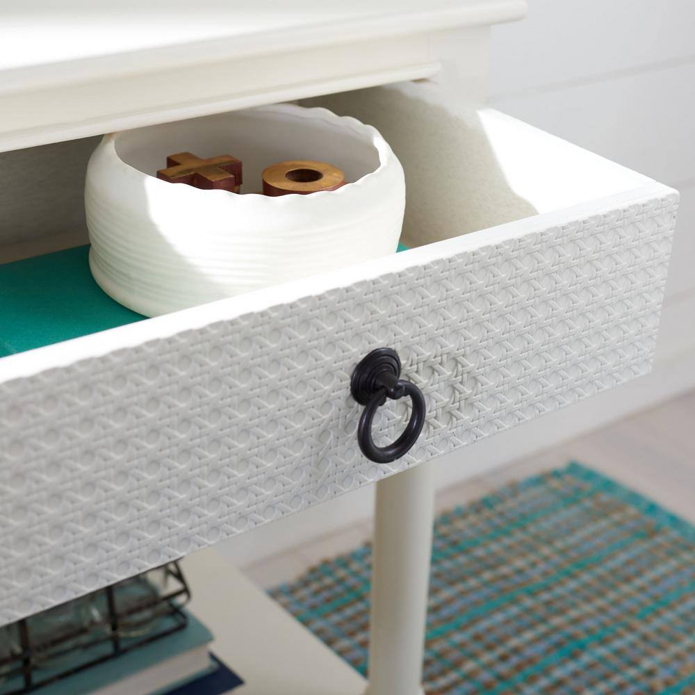 Haines White Wood 1-Drawer Accent Table with Storage