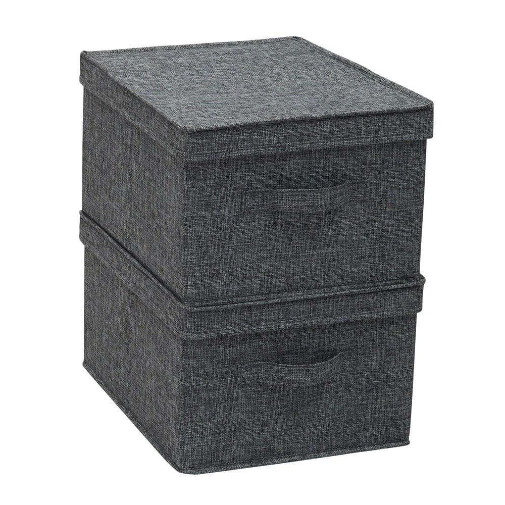 Graphite Large Fabric Storage Bins with Lids, Set of 2