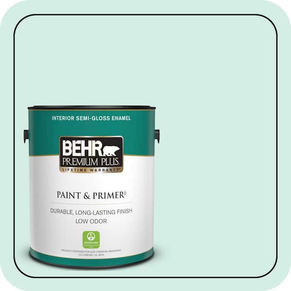 BEHR PREMIUM PLUS 1 gal. #490C-2 Adriatic Mist Semi-Gloss Enamel Low Odor Interior Paint & Primer