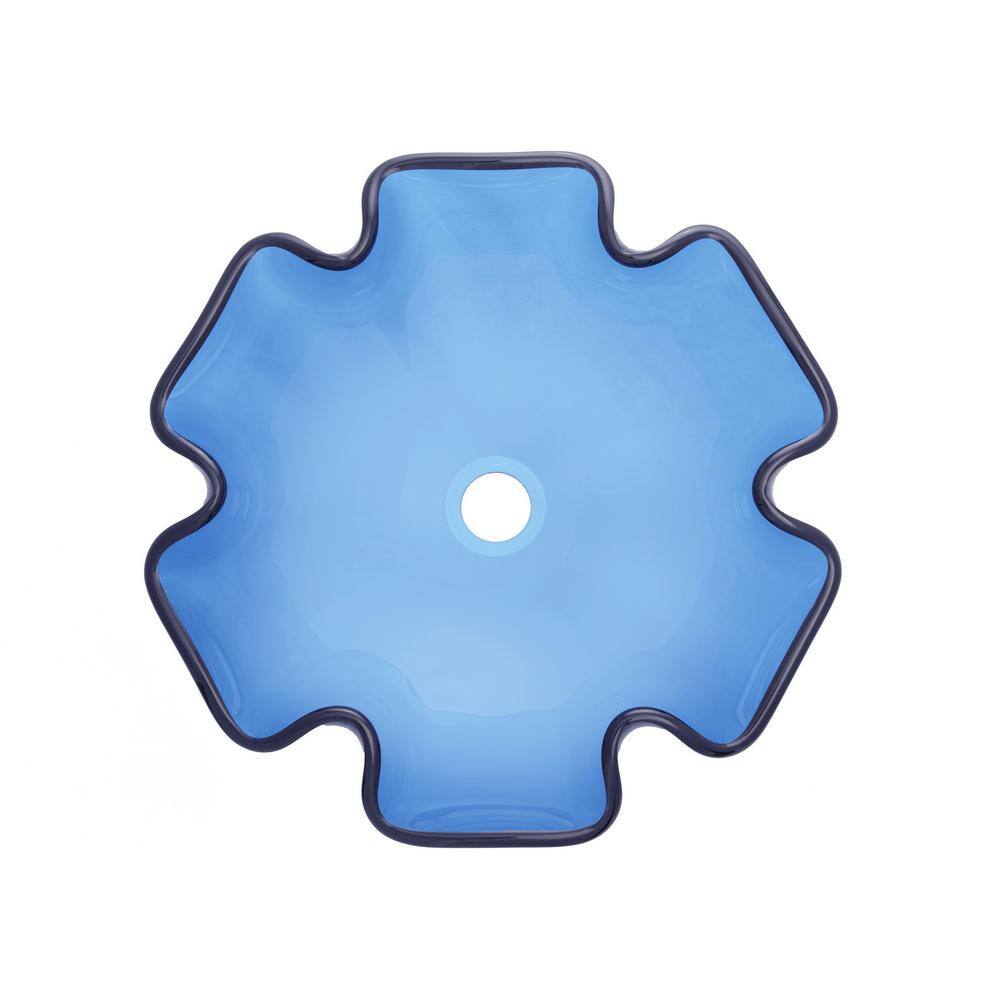 Eden Blue Wave Rim Tempered Glass Vessel Sink