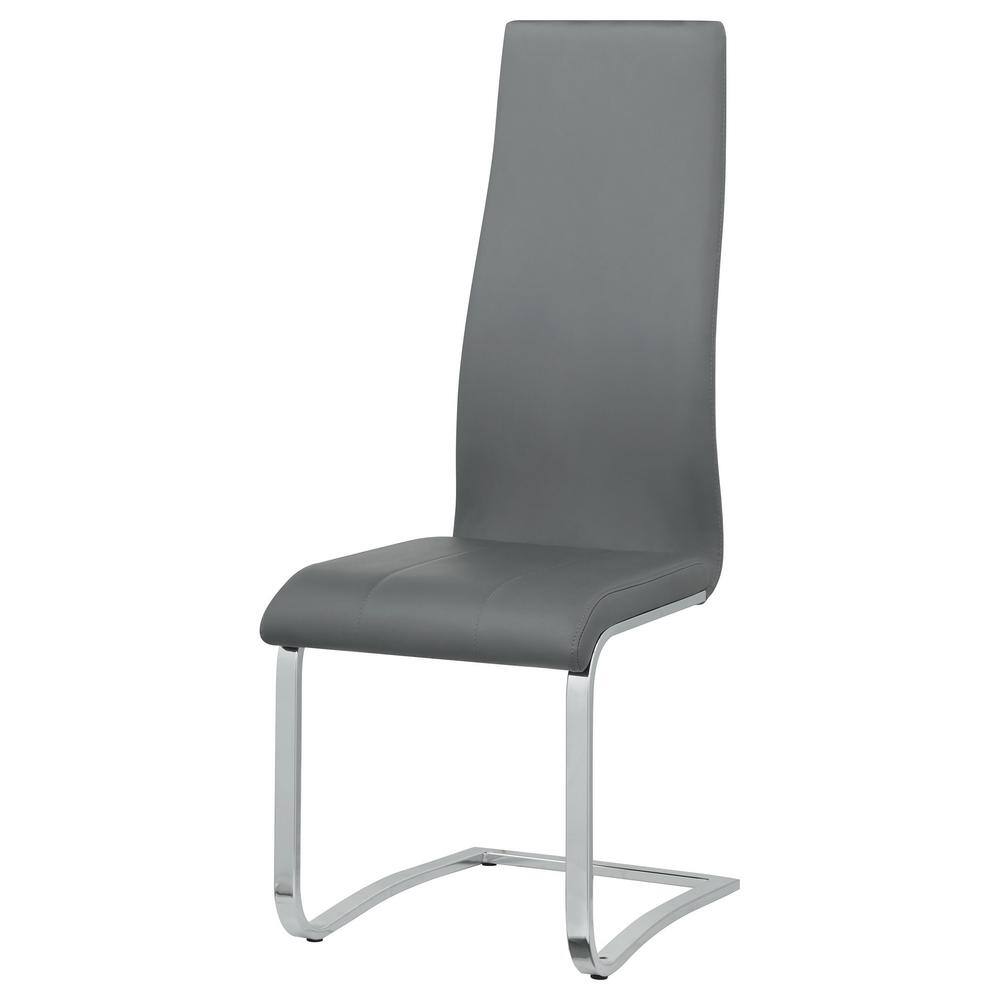 High-Back Gray Faux Leather Side Chair with Chrome Frame