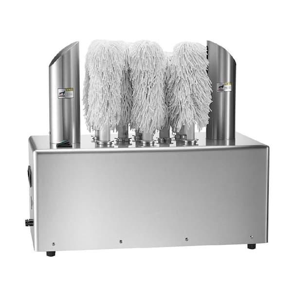 8-Brush Electric Wine Glass Polisher Machine w/ Hot Air Drying for Bars and Restaurants Stainless Steel