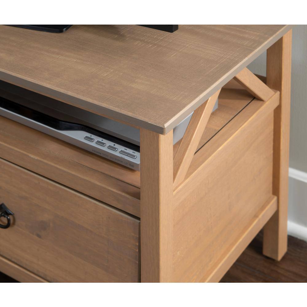 Rustic Gray 48'' Media Stand with Open Shelf and Storage Drawers