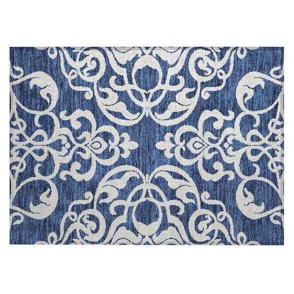 Chantille Machine Washable Indoor/Outdoor Abstract ACN973 Navy 1 ft. 8 in. x 2 ft. 6 in. Area Rug