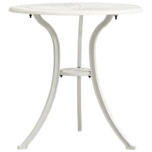 24.4 in. x25.6 in. White Round Cast Aluminum Outdoor Coffee Table