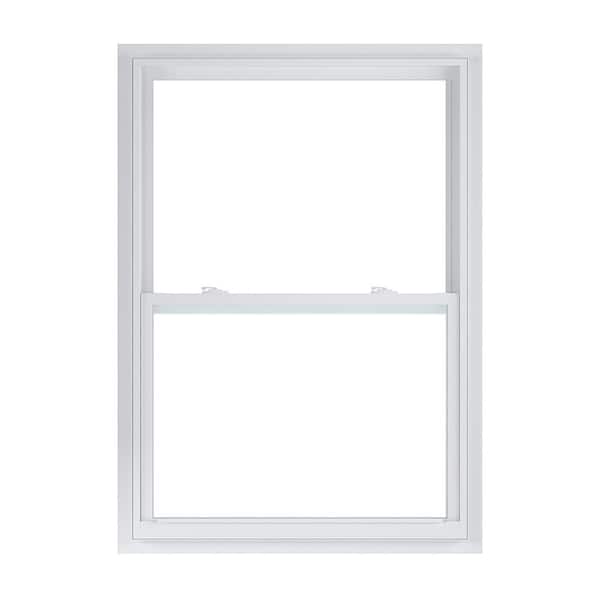American Craftsman 35.375 in. x 47.25 in. 50 Series Low-E Argon Glass Single Hung White Vinyl Fin Window, Screen Incl