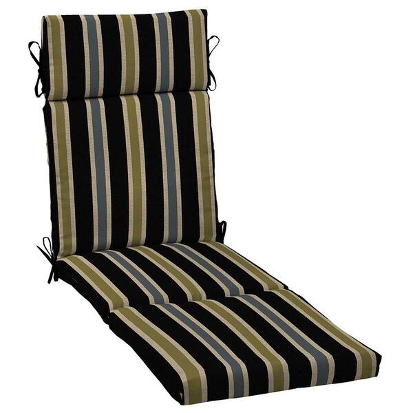 Hampton Bay Black Ribbon Stripe Outdoor Chaise Lounge Cushion