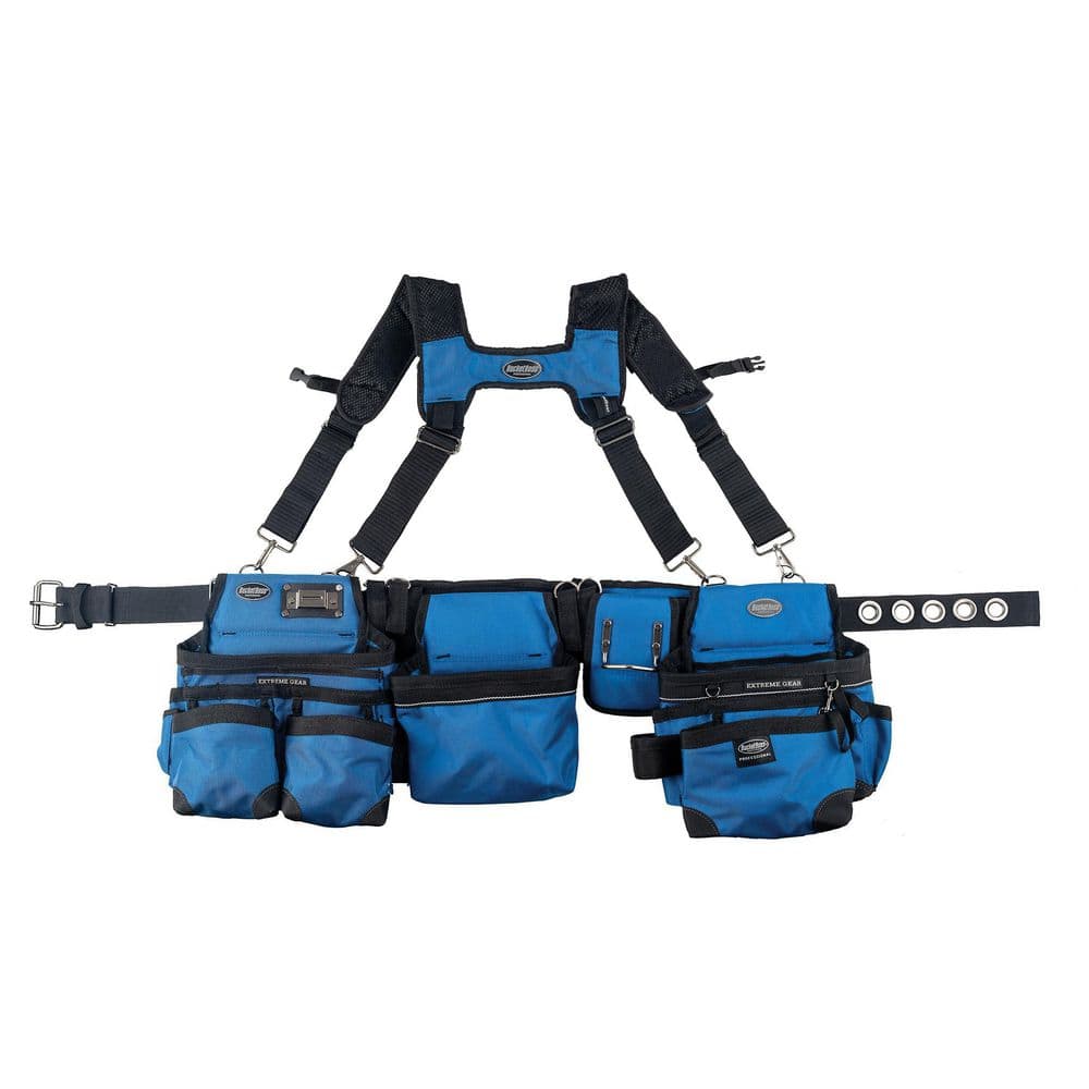 UPC 721415551863 product image for 3-Bag Framer's Suspension Rig Work Tool Belt with Suspenders in Royal Blue | upcitemdb.com