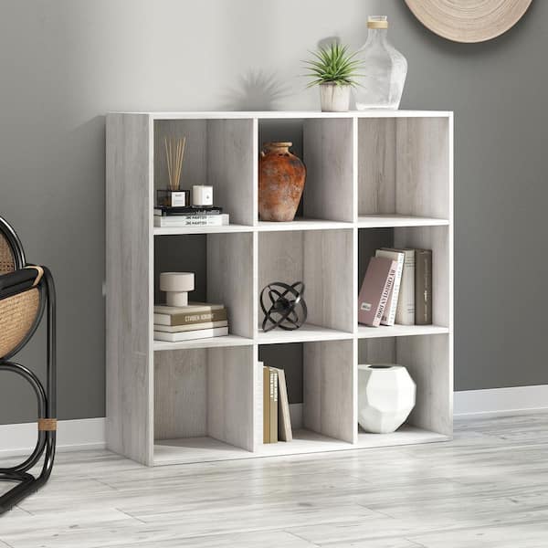 Paxberry 35.43 in. H x 35.35 in. W x 11.81 in. D White MDF 9-Cube Storage Organizer