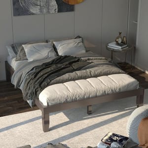 Brown Wood Frame Queen Platform Bed, Not Need Box Spring