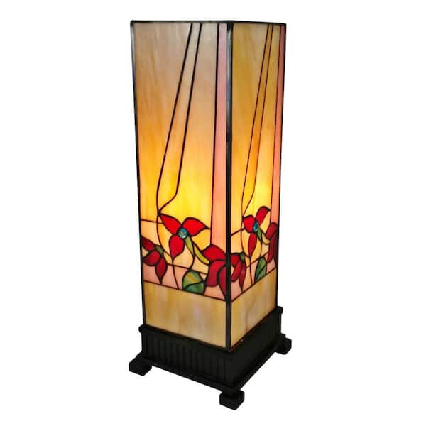 Amora Lighting 15.7 in. Tiffany Style Floral Finish Table Lamp