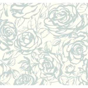 Nelda Light Blue Rose Wallpaper Sample