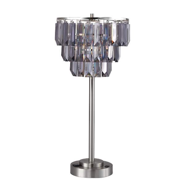 Contemporary 27.5 in. H Crystal Shade Table Lamp, Task & Reading, Silver