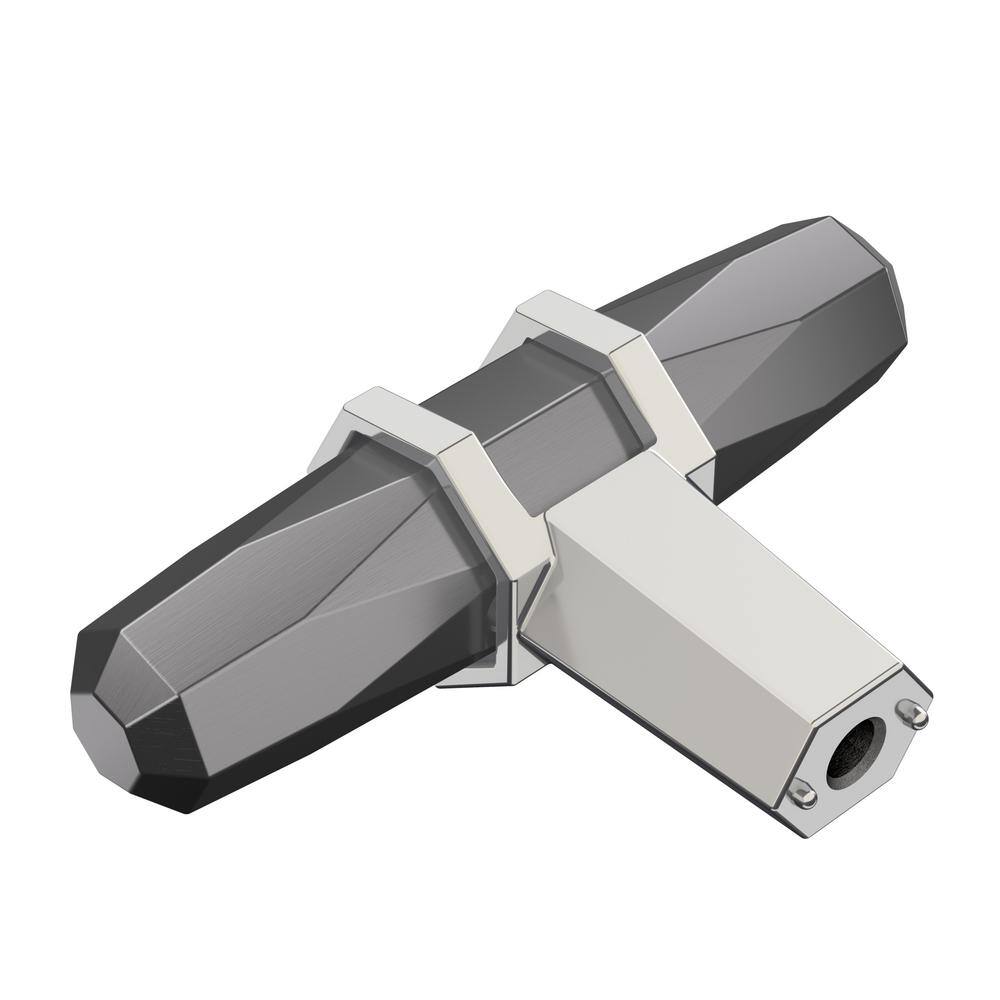 Polished Chrome and Black T-Handle Cabinet Knob with Mounting Hardware