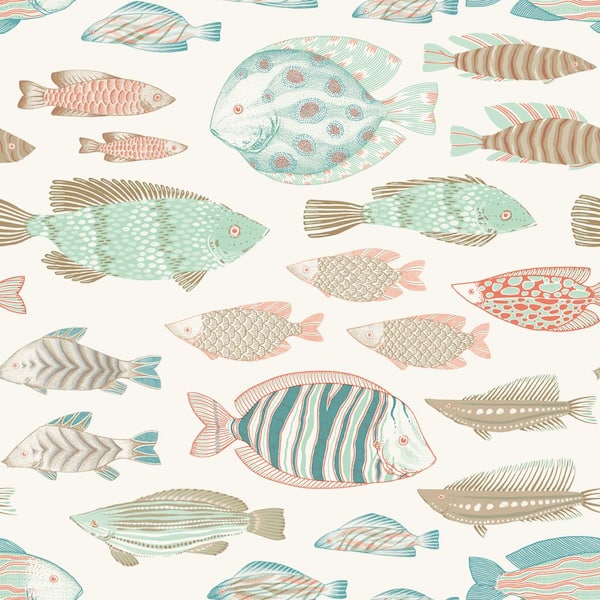 Tempaper Ocean Spray Marine Fish Vinyl Peel and Stick Wallpaper Roll (Covers 28 sq. ft.)