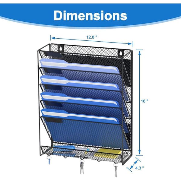 6-Tier Magnetic Wall Hanging Magazine Rack, Metal Paper Folder