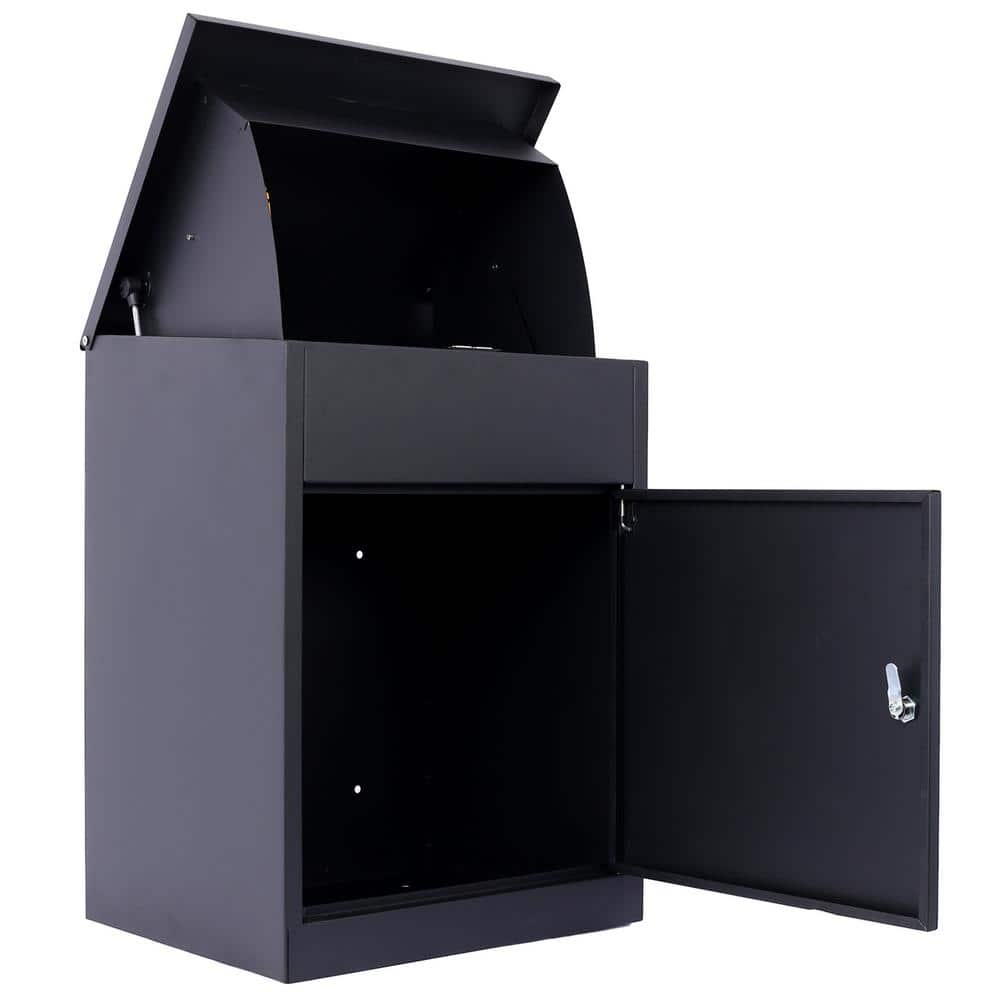 Black Outdoor Extra Large Galvanized Steel Parcel Mailbox Garden Statues with Wall Mounted Lockable Anti-Theft price history on PriceWatchPro