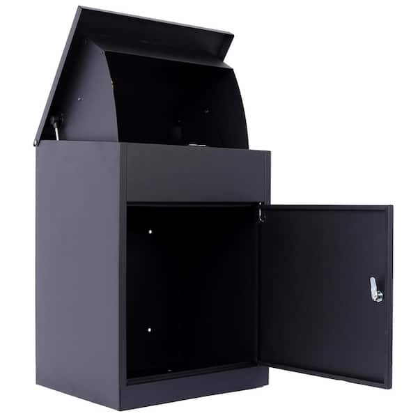 Tidoin Black Outdoor Extra Large Galvanized Steel Parcel Mailbox Garden Statues with Wall Mounted Lockable Anti-Theft
