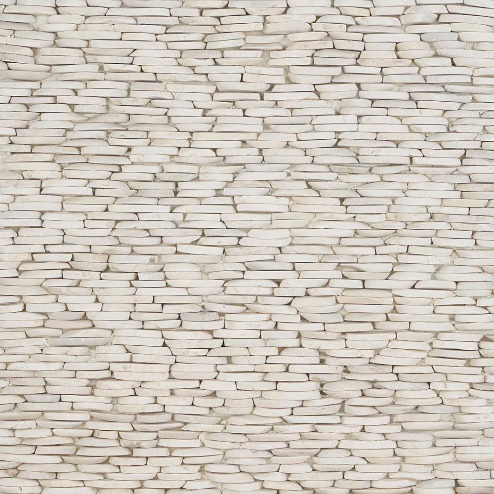 Natural White Slate Stacked Wall Mosaic Tile