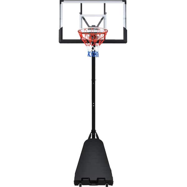 Boosicavelly Outdoor Black 8 ft. x 10 ft. H Adjustable Portable Basketball Hoop with LED Basketball Hoop Lights