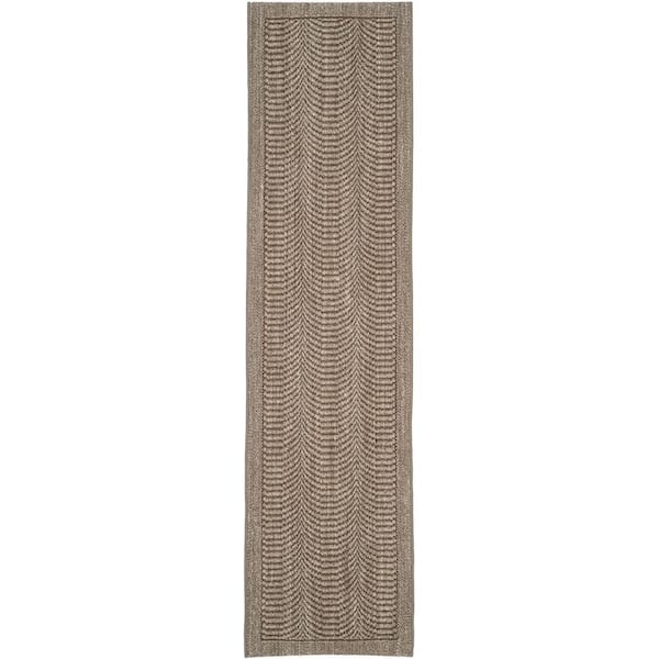 Palm Beach 2 ft. x 12 ft. Silver Border Solid Color Runner Rug