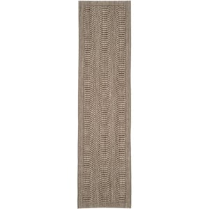 Palm Beach Silver 2 ft. x 8 ft. Border Solid Runner Rug
