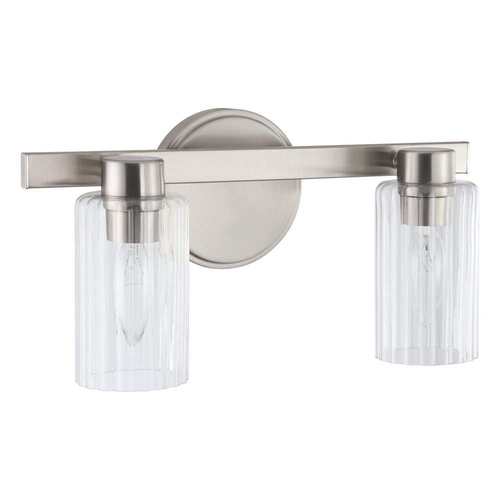 Bedminster 14-in. 2-light Brushed Nickel Vanity Light with Clear Ribbed Glass Shades price history on PriceWatchPro