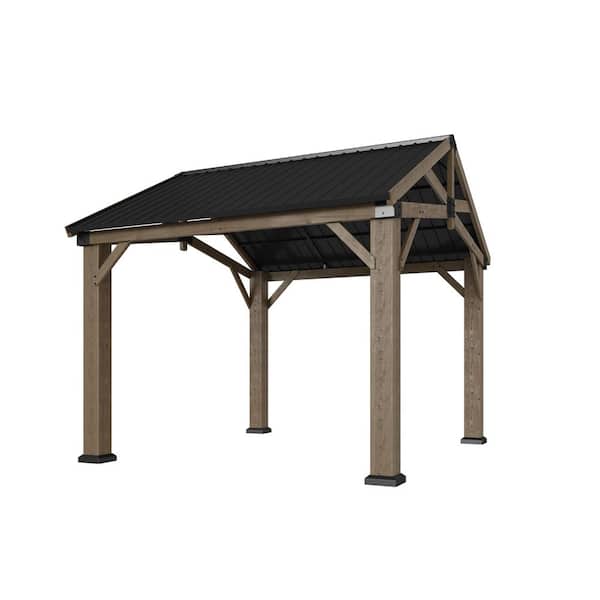12 ft. x 16 ft. Single-Top Pavilion with Wooden Posts for Outdoor Spaces, Perfect for Patio and Garden Decoration