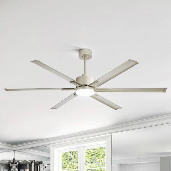 Flashwind Wallace 6 ft. Indoor Champagne Silver Ceiling Fans with Adjustable White LED Light, 6-Aluminum Blades and Remote Control