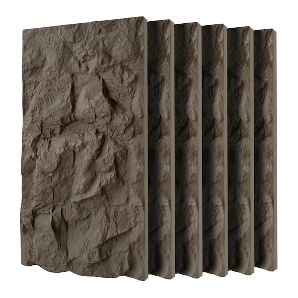 Carbon Black 3D Faux Rock Stone PU Wall Panels Lightweight Textured Wainscoting for Interior Accent Walls(6 PC)