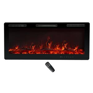 42 in. Wall-Mount Electric Fireplace in Black with Remote and Digital Thermostat Control